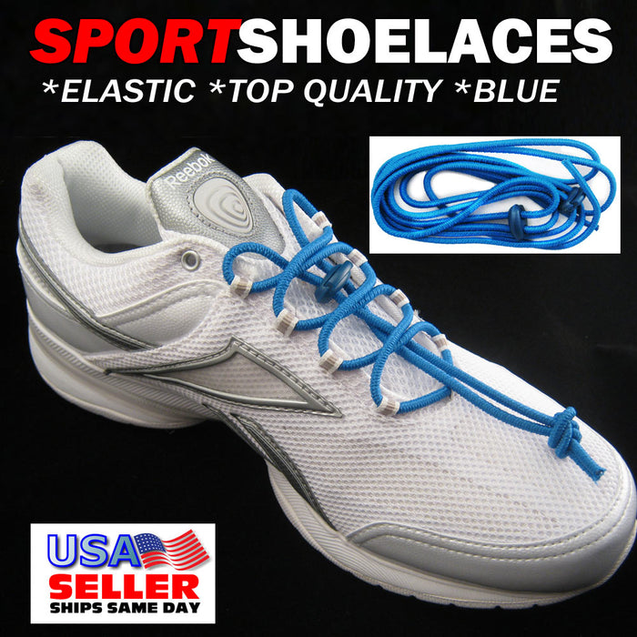 Elastic Shoe Laces Tie Fast Triathlon Marathon Running Run Shoelaces Relief Blue