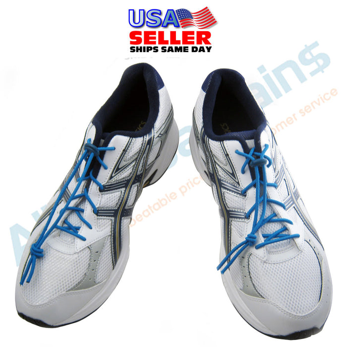 Elastic Shoe Laces Tie Fast Triathlon Marathon Running Run Shoelaces Relief Blue