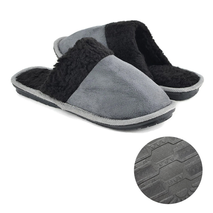 Men's Slippers Faux Sherpa Lining Memory Foam House Shoes Anti-Skid Size 11-12