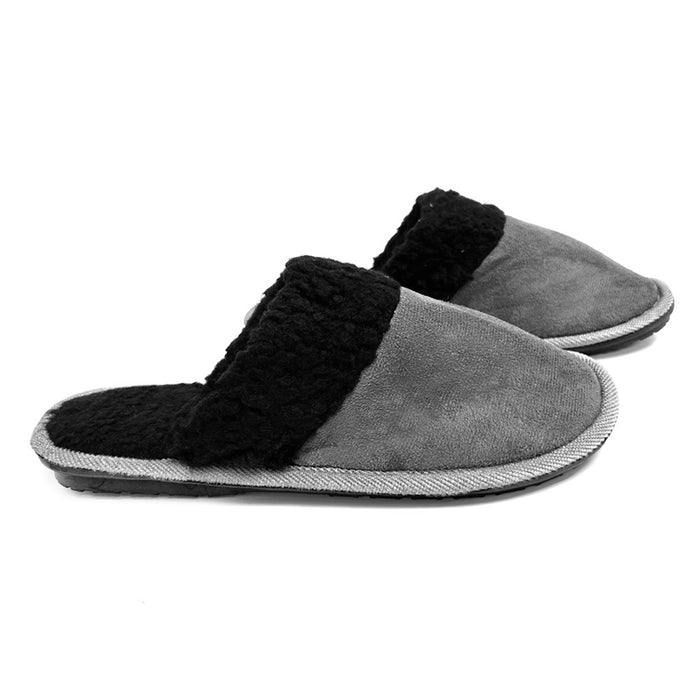 Men Slippers Faux Sherpa Lining Memory Foam House Shoes Anti-Skid Sole Size 9-10