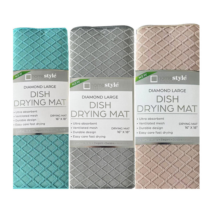 2 Dish Drying Mat Towel 16"x18" Microfiber Absorbent Kitchen Home Dishes Drainer