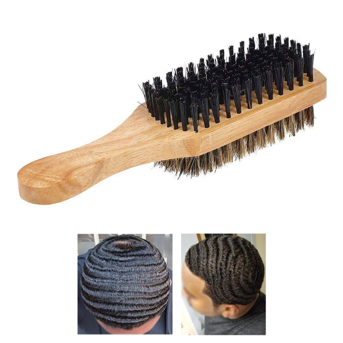 Professional Wood Wave Brush Boar 2-Sided Wolfing Layer Waves Firm Soft Bristles