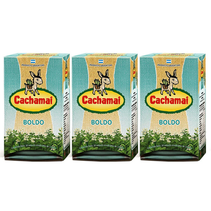 3 Pk Cachamai Boldo Natural Herbal Tea Digestive Liver Aid Hot Cold Tea 60 bags