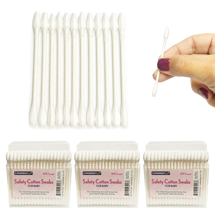 300 Ct Safety Cotton Swabs Double Tip Baby Ear Cleaning Pure Makeup Applicator