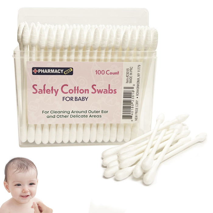 100 Ct Baby Safety Tipped Cotton Swabs Buds Clean Ear Newborn Babies Kids Care