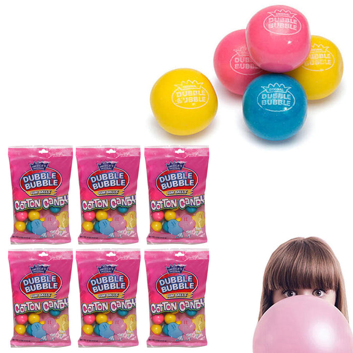 2 Pounds Double Bubble Gumballs Cotton Candy Chewing Gum 1 inch Gum Balls 6 Bags