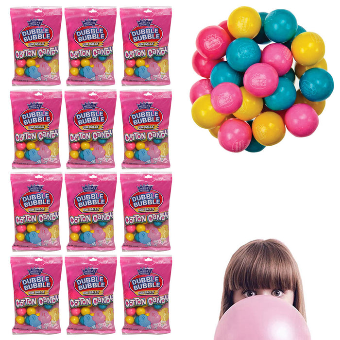 12 Bags Double Bubble Gumballs Cotton Candy Chewing Gum 1 inch Gum Balls 4 POUND