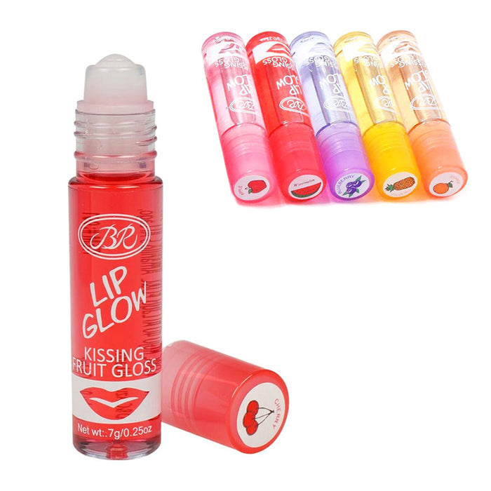 5 Pc Girls Roll On Lip Gloss Glossy Make-up Kids Teens Fruity Flavors Party Gift