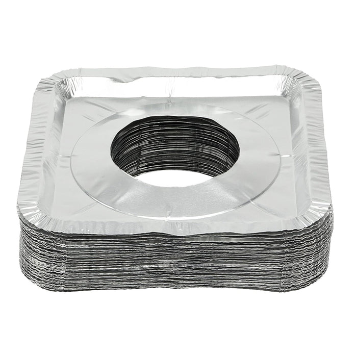 50 Aluminum Foil Square Gas Burner Bib Liners Covers Disposable Protectors 8.46"