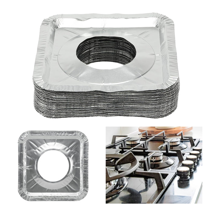 10 Aluminum Foil Square Stove Burner Covers Liners 8.46" Bibs Drip Grease Clean