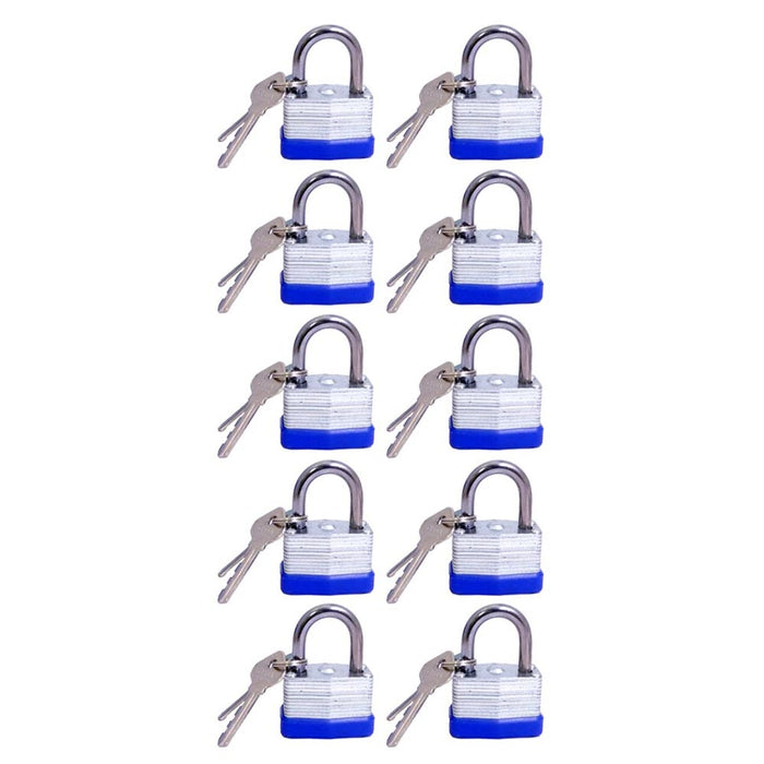 10 Pc Bulk Laminated Pad Locks 40mm Keyed Security Lock Hardener Steel Padlock