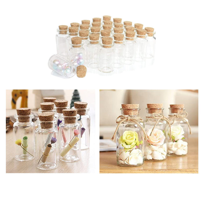 24 PC Glass Jars with Cork Lids Storage Bottles Herbs Spices Crafts Party Favors