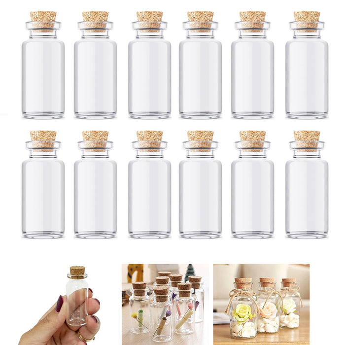 12 Pack Glass Container Cork Lids Craft Jars Reusable Vial Storage Party Favors