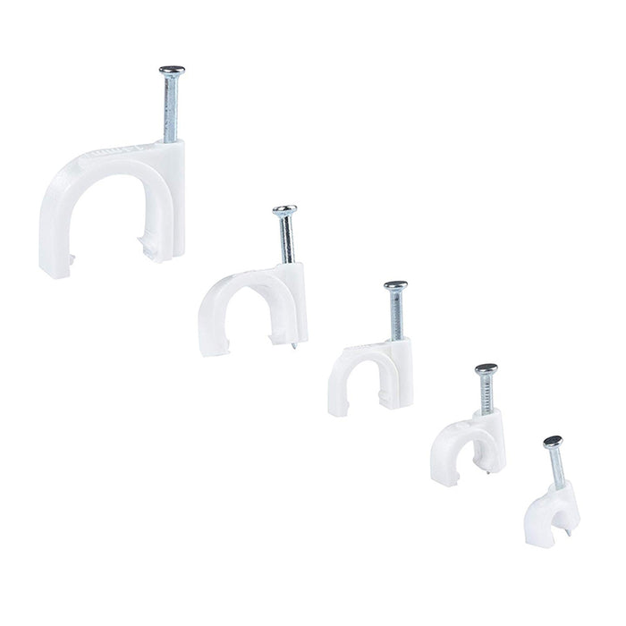 100PC Round Cable Wire Clips Cord Tie Holder Coaxial Clamps Tacks 6/9/12mm Set