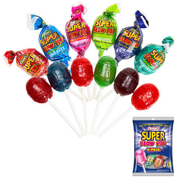 8 PC SUPER Blow Pops Charms Lollipops Sucker Stick Candy Gum Assorted Flavors