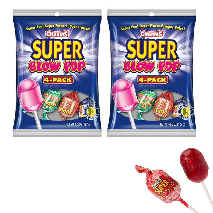 8 PC SUPER Blow Pops Charms Lollipops Sucker Stick Candy Gum Assorted Flavors