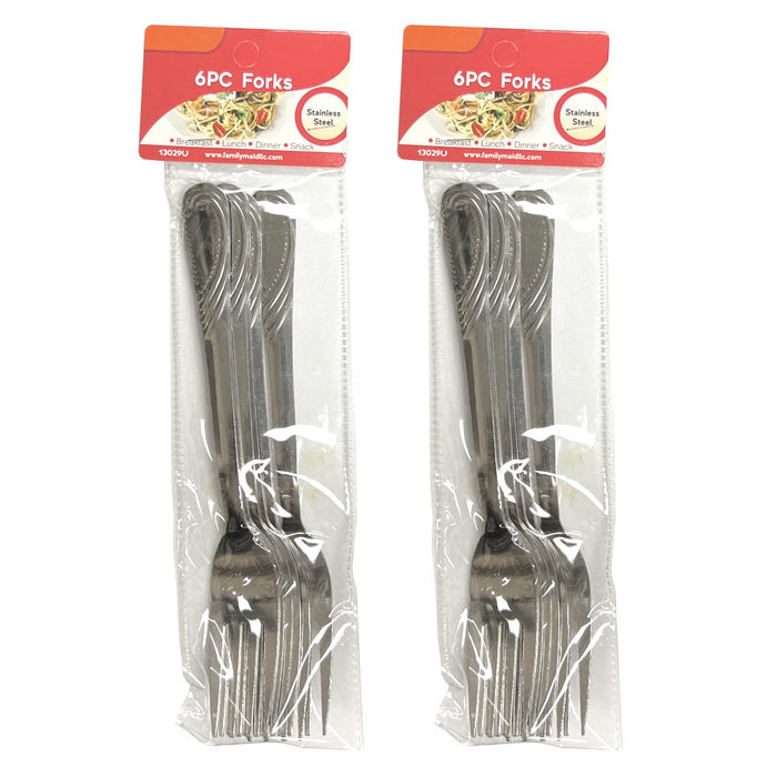 12 Pack Stainless Steel Silverware Forks Table Flatware Set Cutlery Heavy Duty