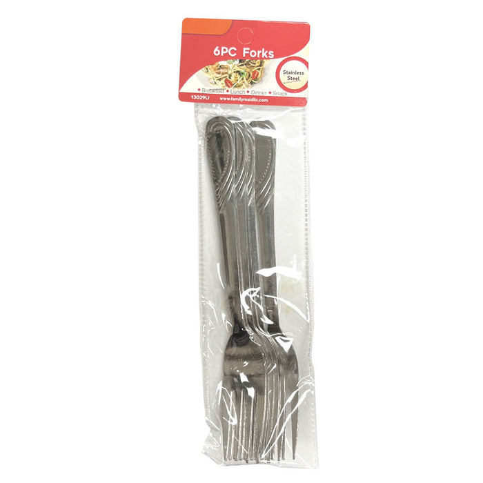 6 Pc Stainless Steel Dinner Forks Table Flatware Set Cutlery Heavy Duty Utensils