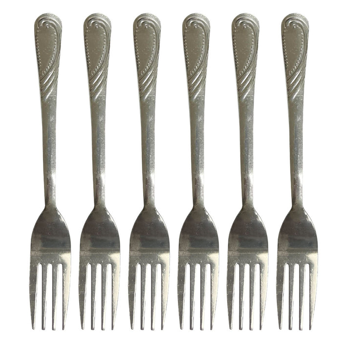 6 Pc Stainless Steel Dinner Forks Table Flatware Set Cutlery Heavy Duty Utensils