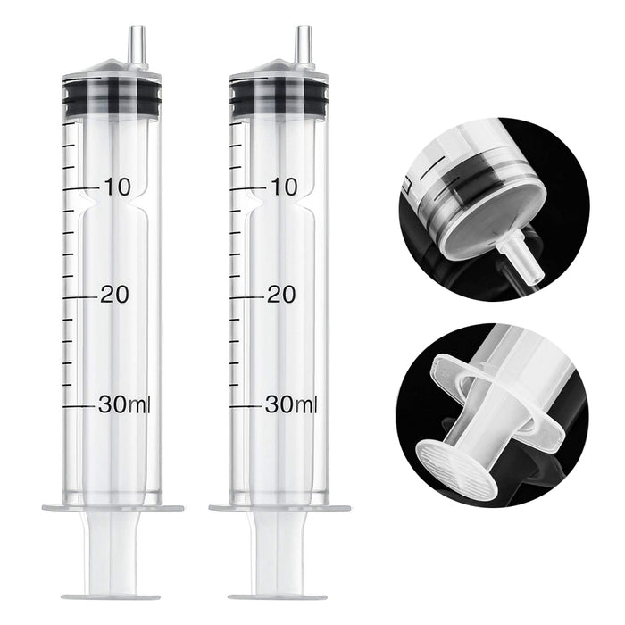 2 Large Disposable Syringes 30ml Injection Medicine Dispensing Lab Clear Plastic