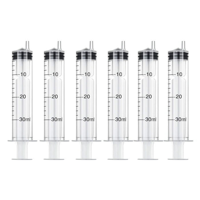 6PCS Plastic Dispensing Injection Syringes 30ml Rubber Tube Liquid Oral Medicine