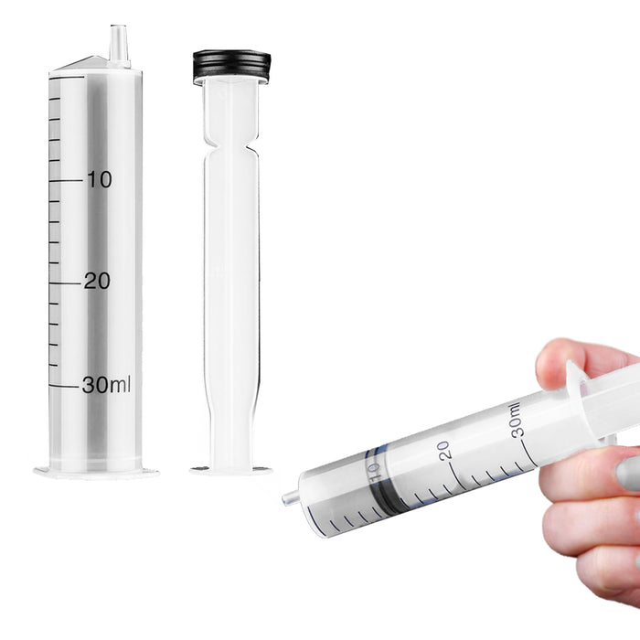 2 Large Disposable Syringes 30ml Injection Medicine Dispensing Lab Clear Plastic