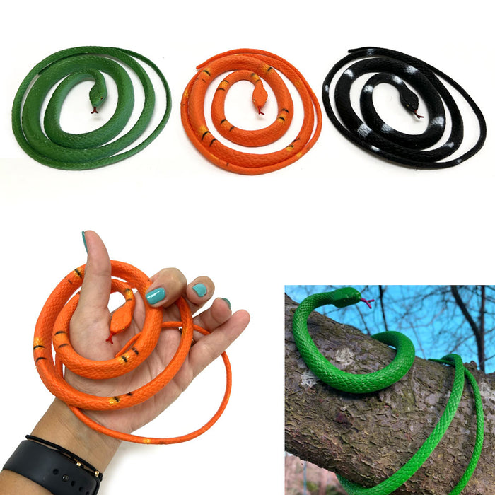 2 PC Rubber Snake Toy Realistic Fake Safari Garden Joke Prank Halloween Gag Toys