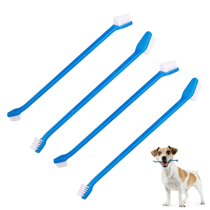 4 Pet Tooth Brush Dual End Dog Cat Teeth Mouth Clean Extra Soft Bristles Animal