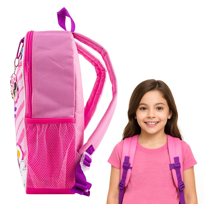 Disney Toddler Backpack Minnie Mouse 16" Kids School Bag Lunch Durable 5 Pieces