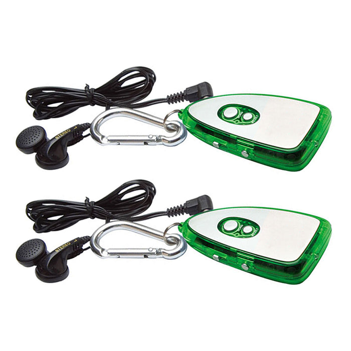 2 Pk FM Radio Earbuds Carabiner Keychain Light Portable Battery Operated Gift