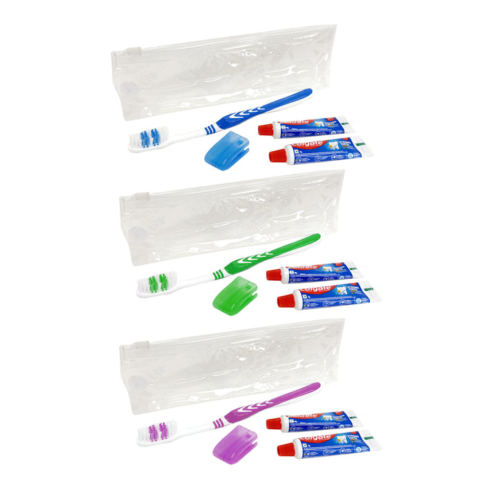 3 Packs Toothbrushes Cover Toothpaste Set Dental Care Kit Travel Size Resealable