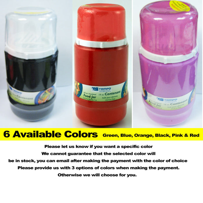 INSULATED FOOD JAR THERMO HOT COLD FOOD LUNCH BAG CONTAINER BOWL SPOON FORK 18oz