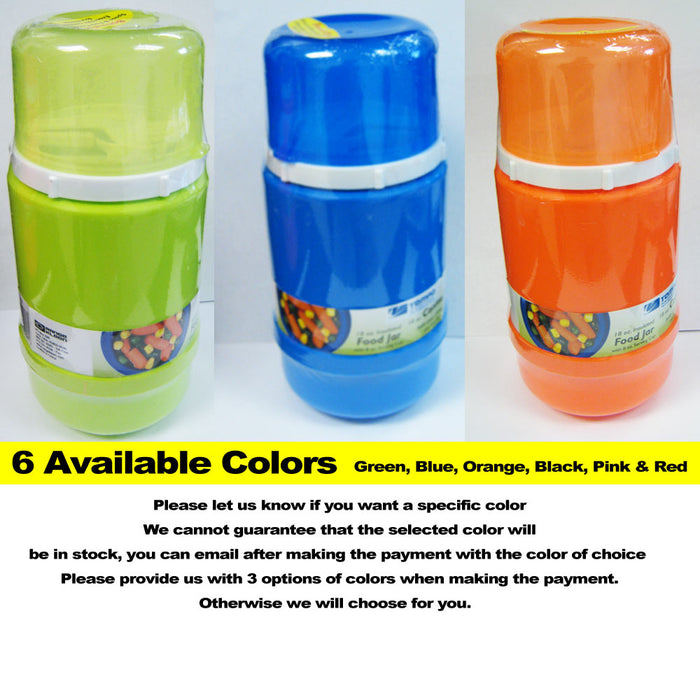 INSULATED FOOD JAR THERMO HOT COLD FOOD LUNCH BAG CONTAINER BOWL SPOON FORK 18oz