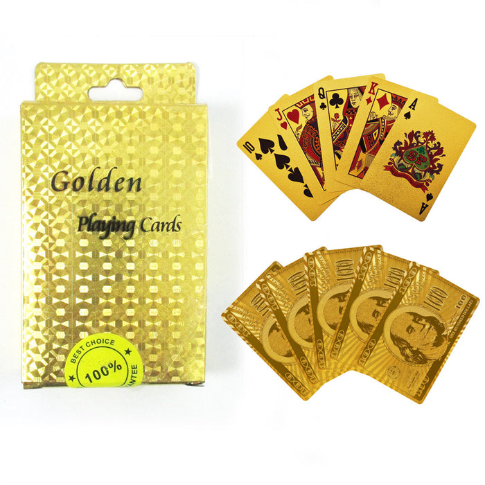 2 Decks Luxury 24K Gold Foil Poker Playing Cards Waterproof Plastic Set Gift