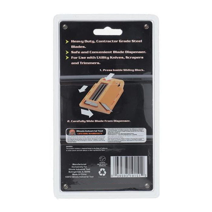 100 Standard Utility Knife Blades Box Cutter Razor Safety Dispenser Replacement