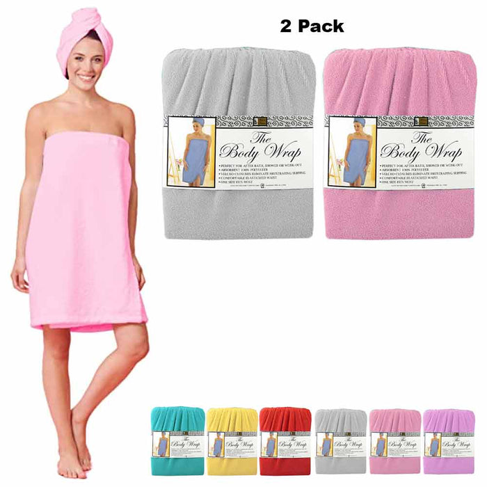 2 Pack Body Towel Wrap Womens Waffle Bath Spa Robe Adjustable Closure Bathrobe