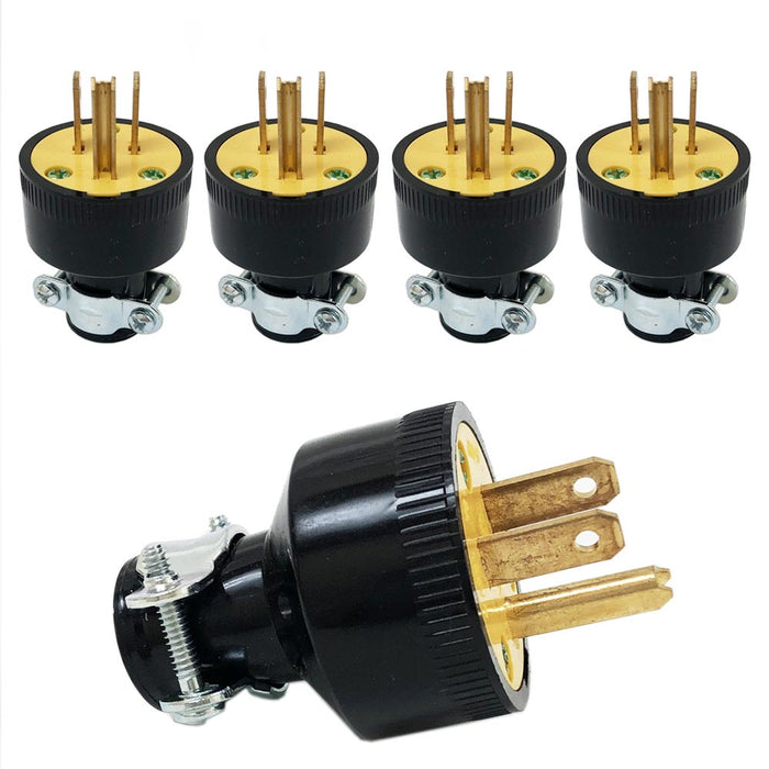4 PC Male Plug Extension Cord Replacement Electrical Wire Repair NEMA 5-15P 15A