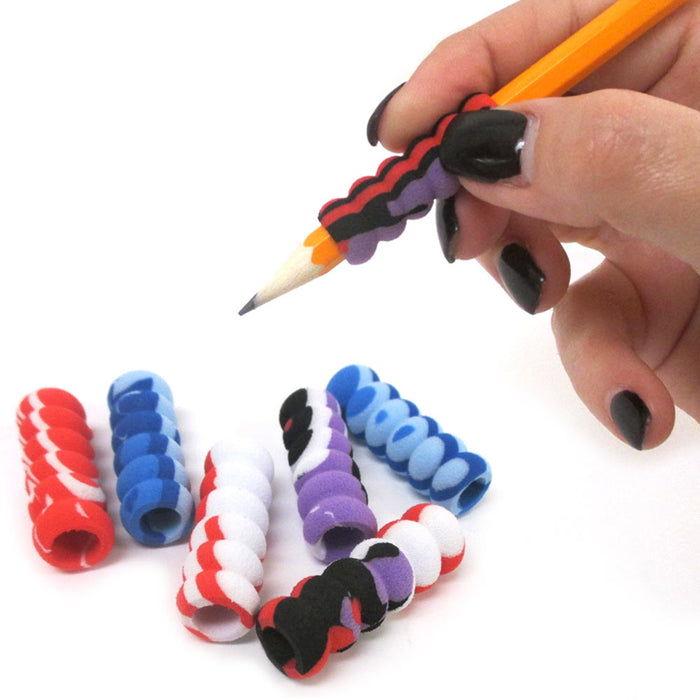 8 PC Cushion Pencil Grips Pen Comfort Soft Sponge Groovy Foam School Handwriting