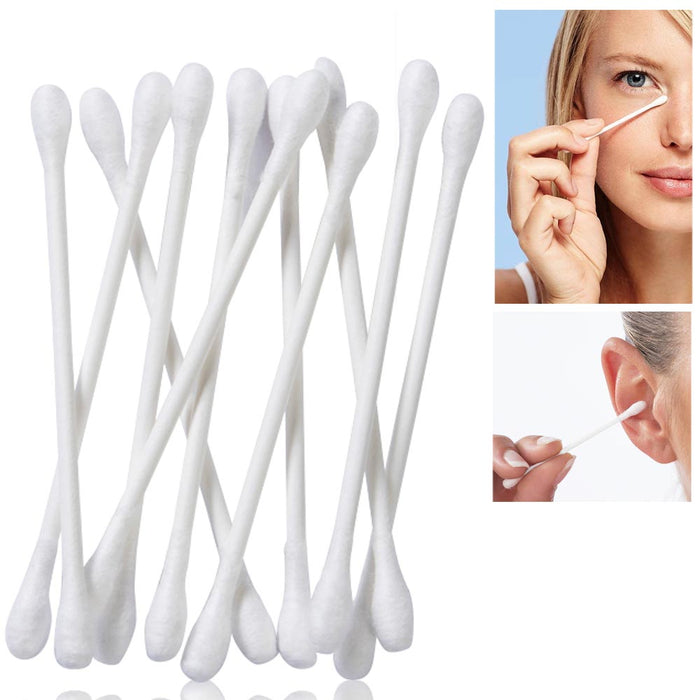 600Ct Cotton Swabs Double Round Tipped Applicator Qtips White Sticks Ears Makeup