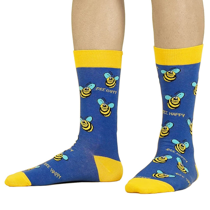 Bee Happy Novelty Socks Him Her Fun Silly Socks Funny Unisex Cotton Socks Gift