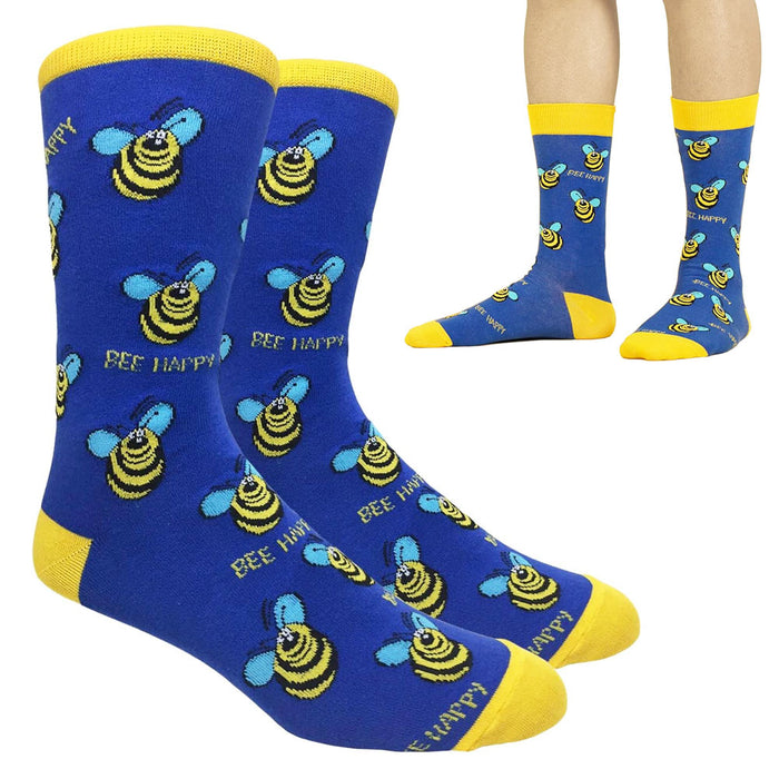 Bee Happy Novelty Socks Him Her Fun Silly Socks Funny Unisex Cotton Socks Gift