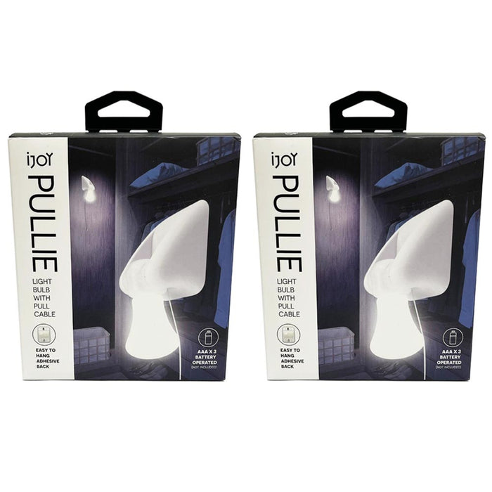 2 Pc Battery Operated Light Bulbs Portable Pull Chain Mount Lamp Stick On Closet