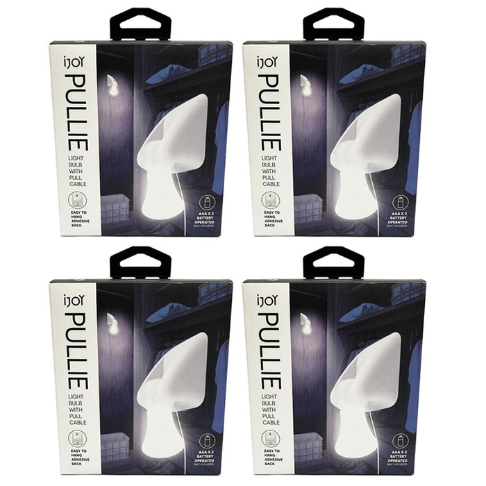 4 Light Bulbs Self Adhesive Wall Mount Pull Chain Battery Operated Cabinet Lamp