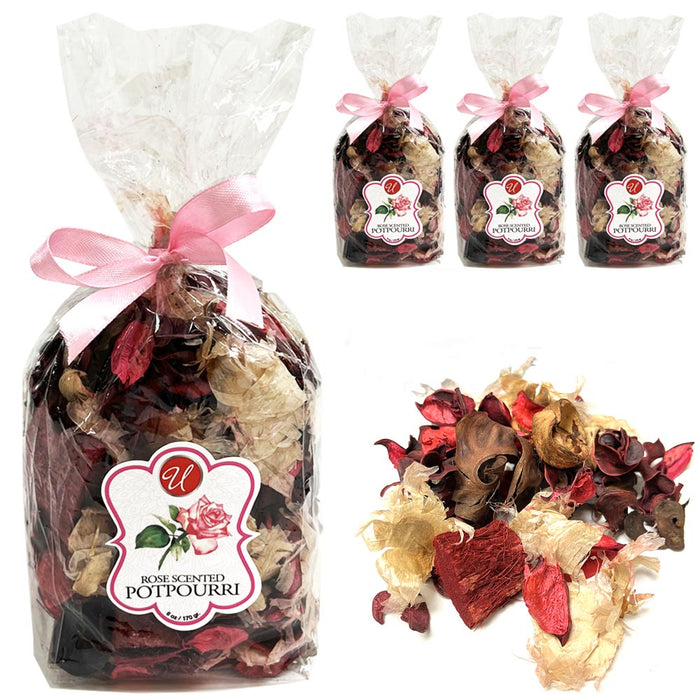 4 Potpourri Bags Rose Scent Dried Flower Pink Wedding Decor Vase Bowl Filler 6oz