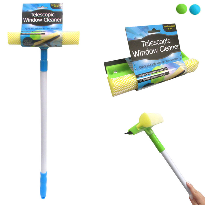 Telescopic Window Cleaner Extendable Squeegee Wiper Long Handle Washer Scrubber