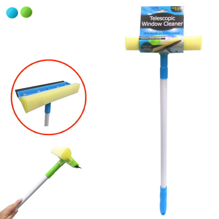 Telescopic Window Cleaner Extendable Squeegee Wiper Long Handle Washer Scrubber