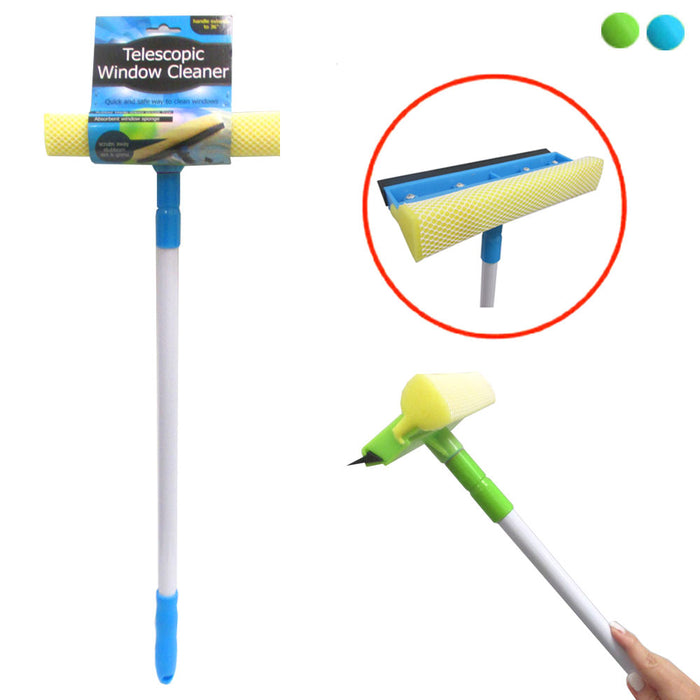 Car Window Squeegee Extendable Long Handle Washer Scrubber Cleaner Wiper Brush