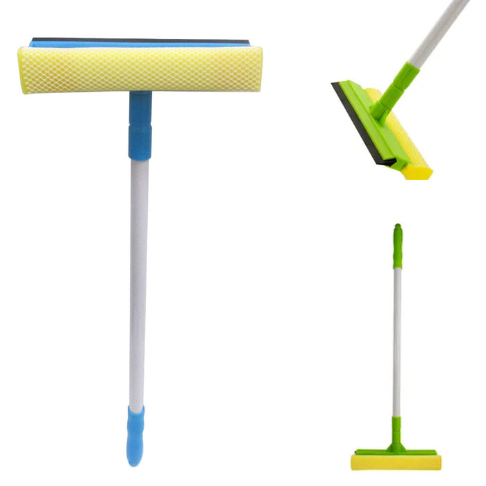 Car Window Squeegee Extendable Long Handle Washer Scrubber Cleaner Wiper Brush