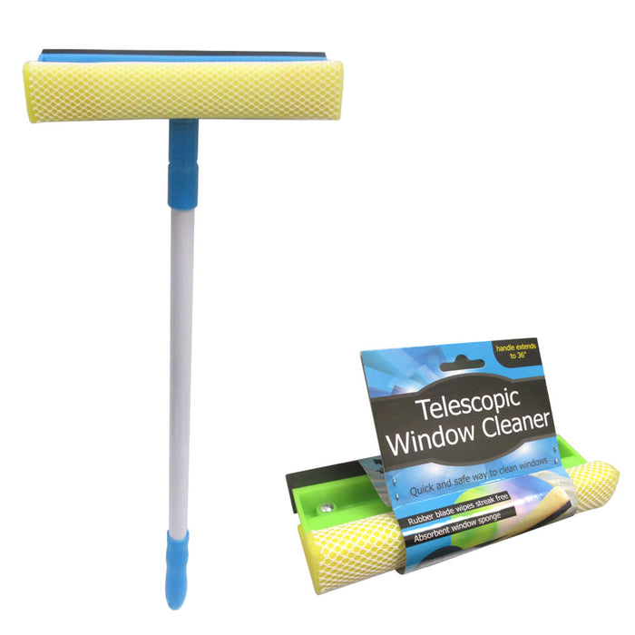 36" Telescopic Window Squeegee Cleaner Brush Shower Mirror Car Sponge Wiper Long