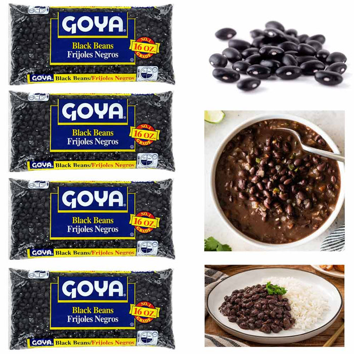 4 Packs Goya Foods Black Beans Dry Frijoles Negros Rich Protein Fiber 64 Ounce